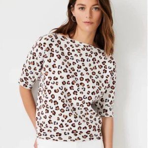 Ann Taylor Leopard Print Boatneck Sweater Tee, size SP
